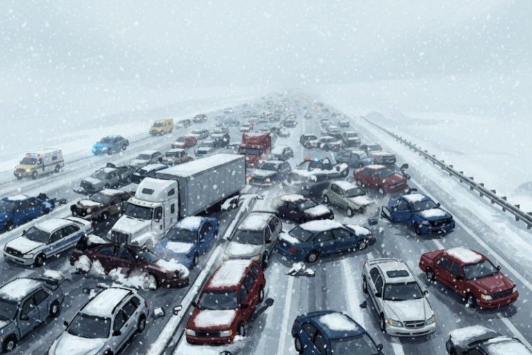 Badai salju picu tabrakan beruntun 100 kendaraan di Michigan