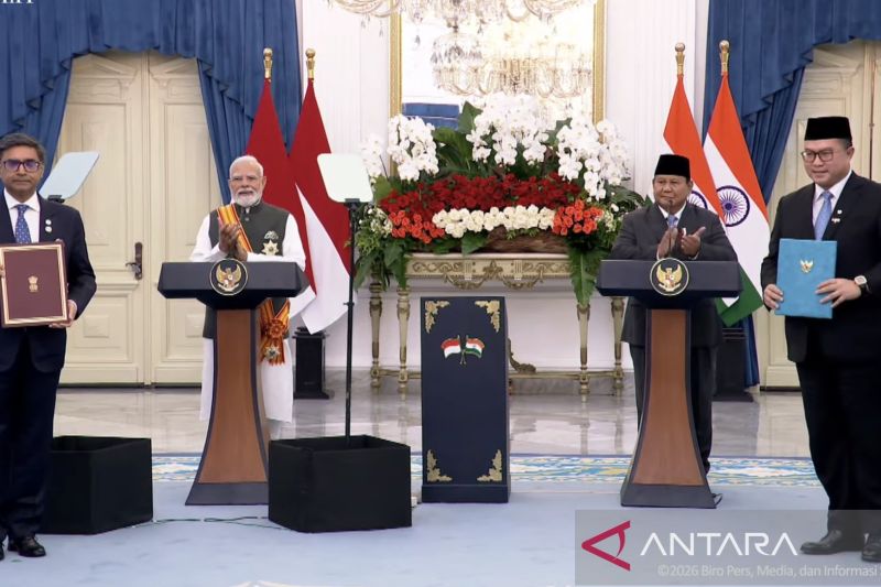 Prabowo dan Modi saksikan penandatanganan 16 kerja sama Indonesia-India